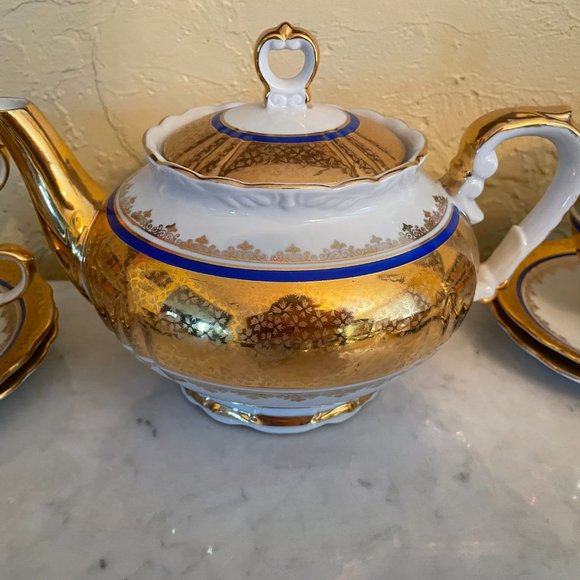 Hardek | Dining | Hardek Bavaria 2 Piece Gold Blue China Tea Set With ...